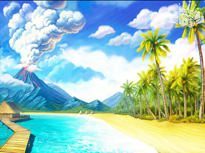 Gems Themed online slot game background gambling game art game design graphic design island slot slot developer slot game art slot game design slot game development volcano casino slot volcano slot volcano themed