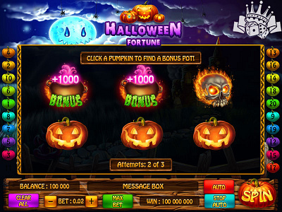 Bonus game for the Halloween slot bonus game art bonus design bonus game bonus game deaign bonus level bonus round bonuses bonusthemes gambling game art game design graphic design halloween slot halloween themed slot design symbol symbols