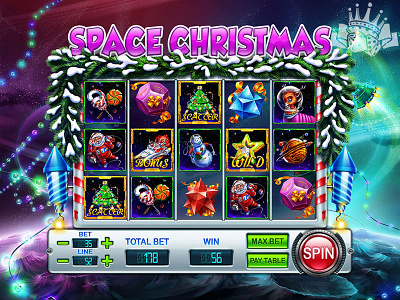 "Space Christmas" slot game reels