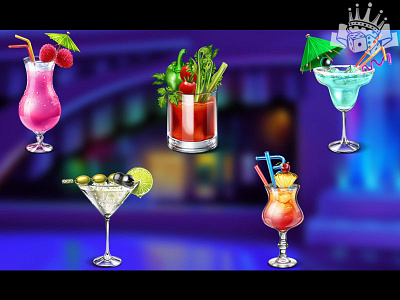 Cocktail's Themed slot game - Set of slot symbols design