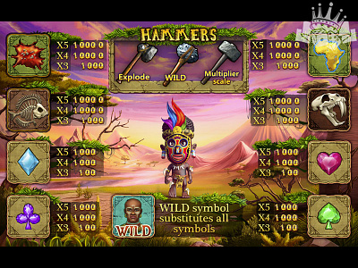 Paytable Design for African themed slot