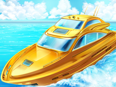 Boat boat digital art famous gambling game art game design illustration luxury ocean online rich slot design