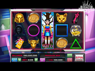 The Main UI (Game reel) for the Squid's Cash slot casino art casino games design gambling game art game design game designing game reels graphic design reels reels art reels design slot design slot game art slot gmae design squids cash squids game squids game design squids game slot ui art ui design