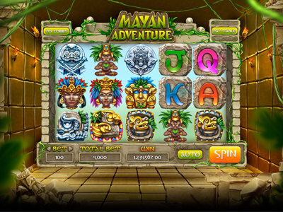 Slot machine - "Mayan adventure" adventure ancient artefacts casino digital art gambling game art maya online slot design slot machine symbols
