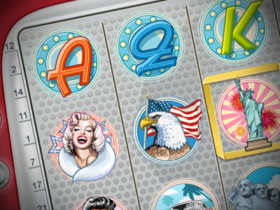 Slot machine - "Pin-up" cadillac casino eagle elvis gambling game art graphic design interface jackpot pin up slot machine symbols