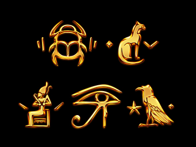 Golden symbols digital art egyptian gambling game art game design golden slot design symbols