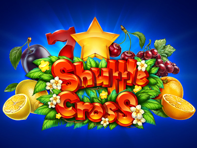 Shuffle cross beautiful bright colorful fruity gambling game art game design graphic design juicy logo online slot machine