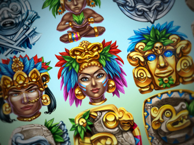 Slot machine - "Mayan Adventure" adventure casino concept art digital art gambling game art game design mayan online slot machine symbols