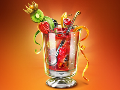 Cocktail symbols 3 cherry cocktails digital art game art game design kiwi lime sketches slot machine ice strawberry symbols