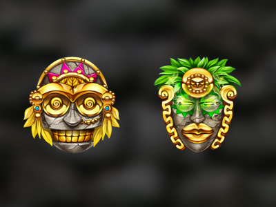 Mayan masks adventure ancient concept art gambling game art game design graphic design masks mayan online slot machine symbols