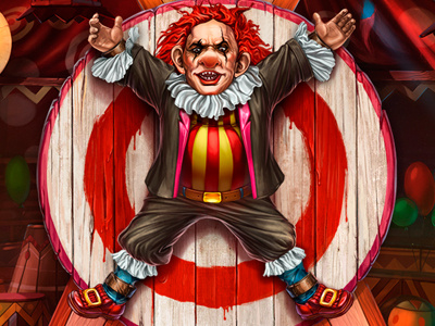 Background for bonus game background blood circus clown crazy gambling game art game design graphic design horror slot design throwing knives