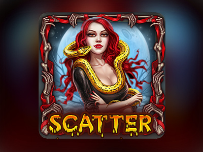Scatter symbol blood character circus gambling game art game design girl graphic design horror slot design snake symbol