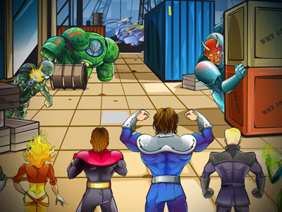 Bonus game stage 1 bonus characters enemies gambling game art game design graphic design heroes justice machine vector art