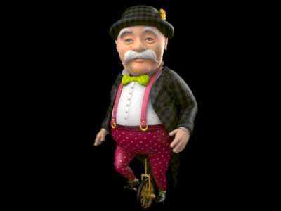 Circus actor 3d graphic actor character circus digital art funfair gambling game art game design modeling old slot machine