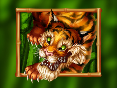 Crouching tiger casino character gambling game art game design graphic design online sketch slot machine symbol tiger