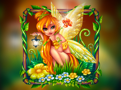 Flower fairy casino fairy flower gambling game art game design graphic design online sketch slot design symbol