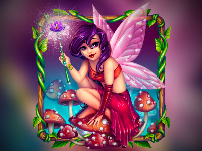Forest fairy casino fairy forest gambling game art game design graphic design online sketch slot design symbol