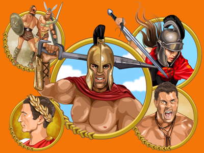 Slot machine - "Gladiator of Rome" art bonus casino design game gladiator online scatter sketches slot machine vector wild
