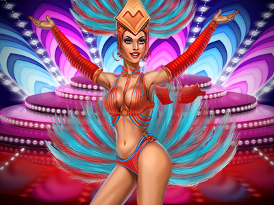 Bonus girl 2 cabaret casino character dancer digital art gambling game art girl graphic design online slot design slot machines