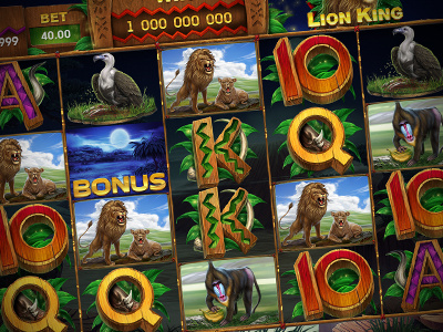 Slot machine - "Lion king" casino digital art gambling game art game design graphic design lion king online slot design slot machines symbols ui