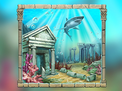 Temple ruins casino gambling game art game design graphic design online ruins sketch slot machines symbol temple underwater
