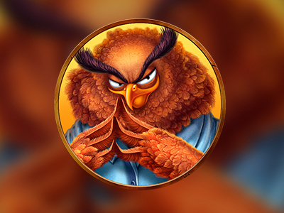 Crafty owl casino character digital art gambling game art game design graphic design online owl slot design slot machines symbol