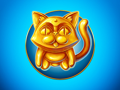 Golden cat casino cat concept art digital art gambling game art game design graphic design online slot design slot machine symbol