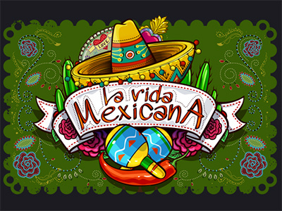 Slot machine - "La vida Mexicana" casino digital art gambling game art game design graphic design holidays mexican online slot design slot machines ui