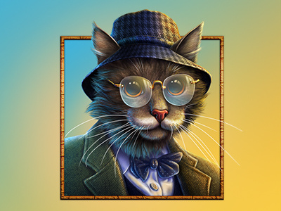 Whisker's dad casino cat concept art digital art gambling game art game design graphic design online slot design slot machine symbol