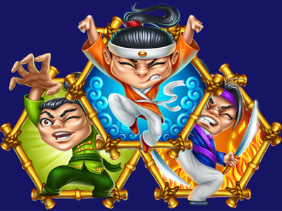 Shaolin’s Tiger casino digital art fighters gambling game art game design online shaolin slot design slot machine