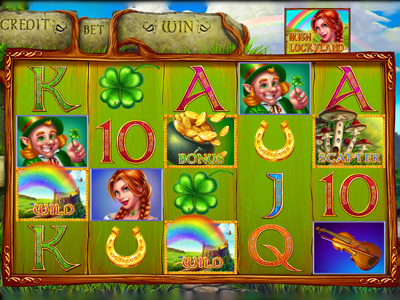 Slot machine - "Irish Luckyland" casino digital art gambling game art game design graphic design interface design irish online slot design slot machine ui