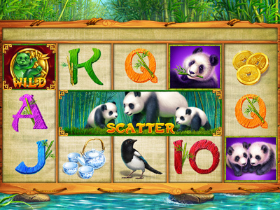 Slot machine - "Panda" casino digital art gambling game art game design graphic design interface design online panda slot design slot machine ui