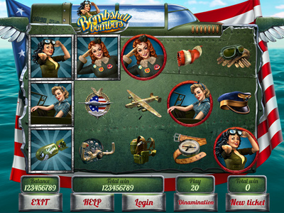 Slot machine - "Bombshell bombers" bombshell casino digital art gambling game art game design graphic design interface design online slot machine symbols ui