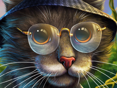 Cat scientist cat character character design digital art game art game design glasses graphic design scientist slot design