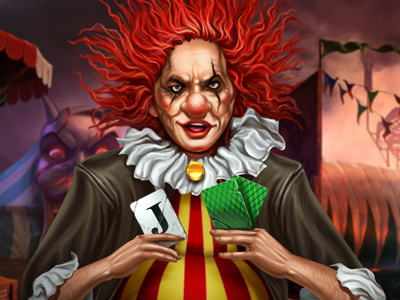 Clown cards character character design clown digital art game art game design graphic design joker slot design