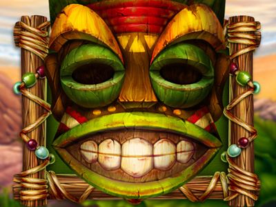 Tiki mask ancient digital art gambling game art game design graphic design mask slot design symbol tiki