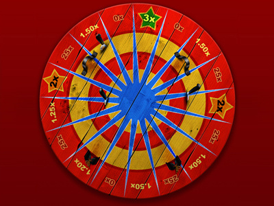 Circus wheel circus digital art gambling game art game design graphic design knifes red scores wheel wood