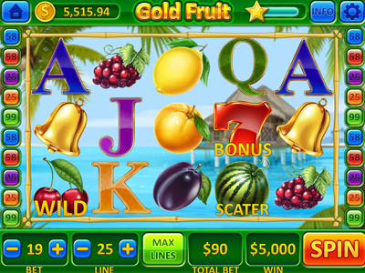 For SALE Slot machine - “Gold Fruit" bell cherry cocktail fruit machine fruit slot fruits grape lemon orange