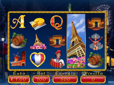 Slot machine for SALE – “Eiffel Tower” barrel cabaret cheese eiffel tower flag flowers france grape heart moulin rouge vine