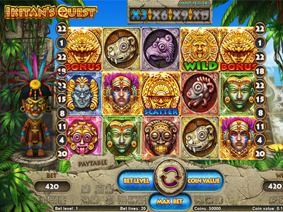 Slot machine for SALE - “Ikitan’s Quest” character golden idols jungle masks maya palms pyramid quest ruins sand shaman