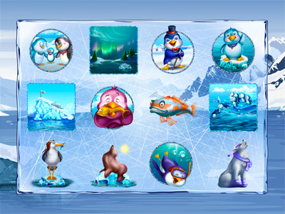 Slot machine for SALE – “The Freezing World” scarf polar lights penguin mask iceberg fur-seal freezing fish diving