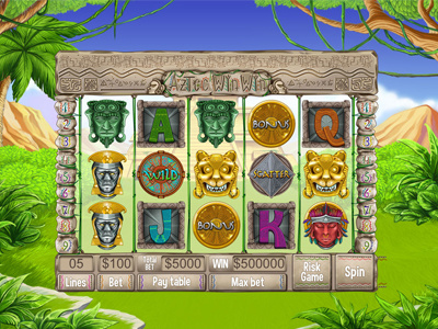 Slot machine for SALE – “Aztec WinWin” adventure amulets ancient aztec coins gold idols jungle masks palms shaman statues