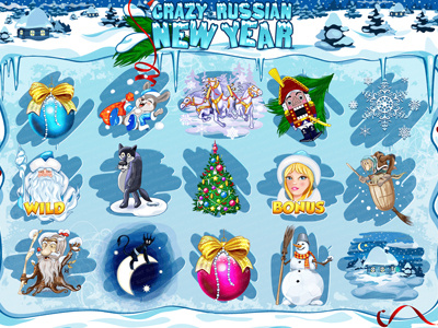Slot machine for SALE – “Crazy Russian New Year” christmas tree crazy holidays horses new year russian santa claus snow snow maiden snowman winter wolf