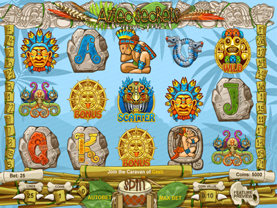 Slot machine for SALE – “Aztec Secrets” ancient artefact aztecs civilization idol jungle mask sculptures secrets snake stones sun