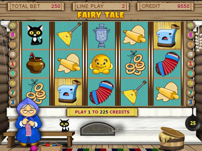 Slot machine for SALE – “Fairy Tale” accordion bagel cat fairy folk grandmother jug lamb oven splinter symbols tale