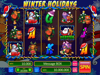 Slot machine for SALE – “Winter Holidays” bells calendar candles candy christmas christmas tree deers new year ribbon sledge snow snowman.