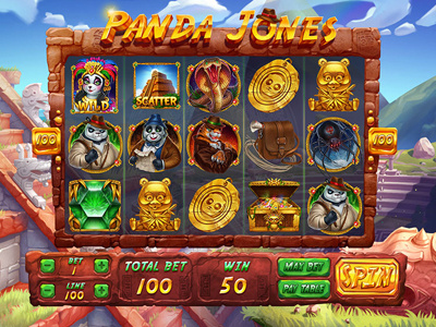 Slot machine for SALE – “Panda Jones” bear coins crystal gems jaguar jewels panda pyramids snake spider statuette wild