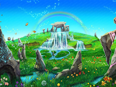 Impressive Background for the online slot game acorn amanita butterfly elf fairies fairy frog hollow ladybug lily magic magic dust