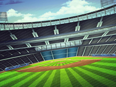 Stadium - Background of Casino Slot baseball baseball bat baseball glove batter beer cap catcher cup grass helmet hot dog ketchup mustard pitcher runner salad shirt sport stadium tribunes