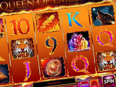 Slot machine for SALE – “Queen of Embers” bear crystal ember feather girl meteorites moon phoenix stone tiger volcano